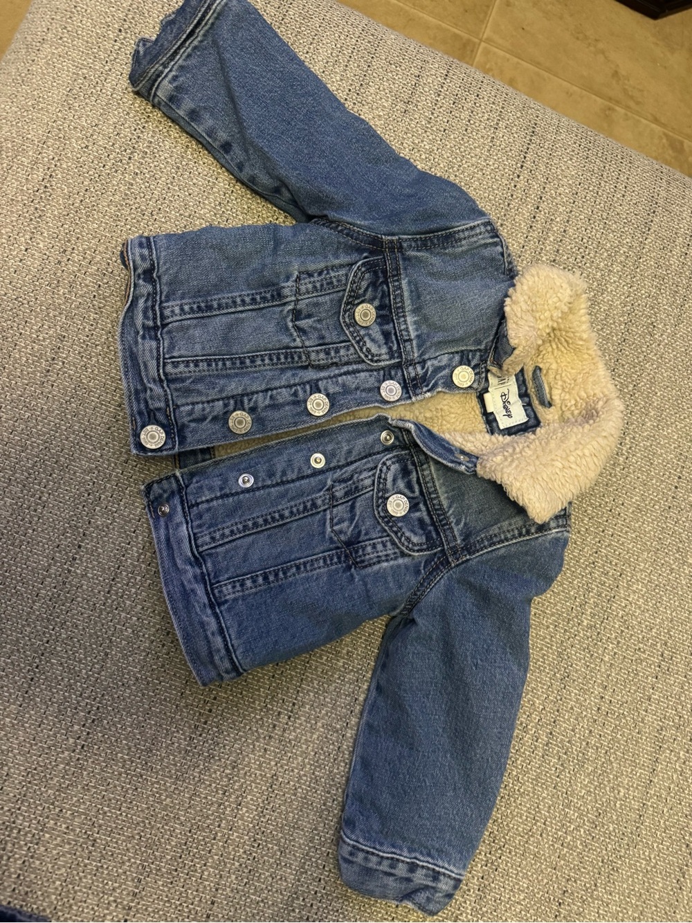 GAP Blue Denim Jacket with Cream Sherpa Collar